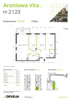 4 pokoje, mieszkanie 77,31 m², piętro 1, oferta nr 2.1.23, Aroniowa Vita, Warszawa, Białołęka, ul. Ruskowy Bród 57C