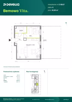 2 pokoje, mieszkanie 40,98 m², piętro 1, oferta nr C1/A/05, Bemowo Vita etap VIII, Warszawa, Bemowo, Chrzanów, ul. Szeligowska 57