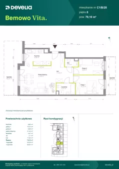3 pokoje, mieszkanie 70,10 m², parter, oferta nr C1/B/28, Bemowo Vita etap VIII, Warszawa, Bemowo, Chrzanów, ul. Szeligowska 57	