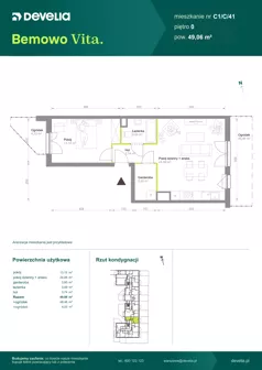 2 pokoje, mieszkanie 49,06 m², parter, oferta nr C1/C/41, Bemowo Vita etap VIII, Warszawa, Bemowo, Chrzanów, ul. Szeligowska 57	