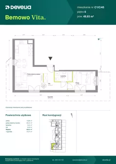 2 pokoje, mieszkanie 49,93 m², parter, oferta nr C1/C/45, Bemowo Vita etap VIII, Warszawa, Bemowo, Chrzanów, ul. Szeligowska 57	