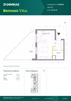 1 pokój, mieszkanie 27,73 m², parter, oferta nr C2/D/04, Bemowo Vita etap VIII, Warszawa, Bemowo, Chrzanów, ul. Szeligowska 57	