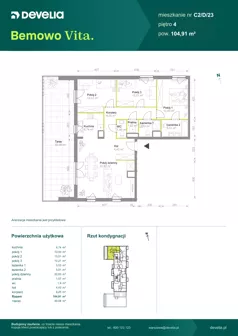 4 pokoje, mieszkanie 104,91 m², piętro 4, oferta nr C2/D/23, Bemowo Vita etap VIII, Warszawa, Bemowo, Chrzanów, ul. Szeligowska 57