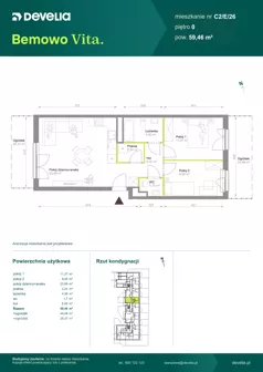 3 pokoje, mieszkanie 59,46 m², parter, oferta nr C2/E/26, Bemowo Vita etap VIII, Warszawa, Bemowo, Chrzanów, ul. Szeligowska 57
