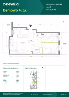 3 pokoje, mieszkanie 70,09 m², piętro 1, oferta nr C1/B/31, Bemowo Vita etap VIII, Warszawa, Bemowo, Chrzanów, ul. Szeligowska 57