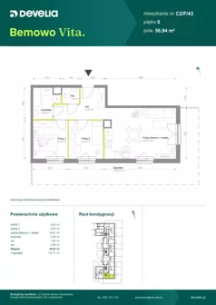 3 pokoje, mieszkanie 59,47 m², piętro 1, oferta nr C1/A/07, Bemowo Vita etap VIII, Warszawa, Bemowo, Chrzanów, ul. Szeligowska 57