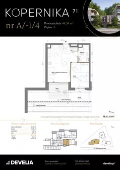 2 pokoje, mieszkanie 48,38 m², przyziemie, oferta nr A/-1/4, Kopernika 71, Gdynia, Redłowo, ul. Mikołaja Kopernika