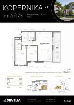 3 pokoje, mieszkanie 83,01 m², piętro 1, oferta nr A/1/3, Kopernika 71, Gdynia, Redłowo, ul. Mikołaja Kopernika