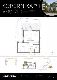 2 pokoje, apartament 51,52 m², przyziemie, oferta nr B/-1/1, Kopernika 71, Gdynia, Redłowo, ul. Mikołaja Kopernika