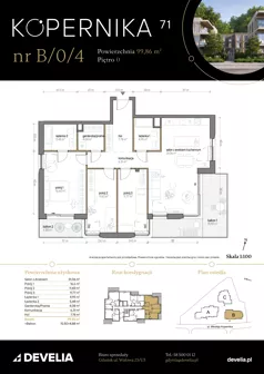 4 pokoje, mieszkanie 99,86 m², parter, oferta nr B/0/4, Kopernika 71, Gdynia, Redłowo, ul. Mikołaja Kopernika