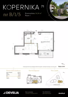 2 pokoje, mieszkanie 54,38 m², piętro 1, oferta nr B/1/5, Kopernika 71, Gdynia, Redłowo, ul. Mikołaja Kopernika