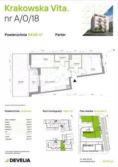 3 pokoje, mieszkanie 54,68 m², parter, oferta nr A/0/18, Krakowska Vita II, Warszawa, Włochy, Raków, Aleja Krakowska 279
