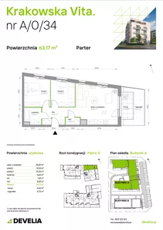 3 pokoje, mieszkanie 63,17 m², parter, oferta nr A/0/34, Krakowska Vita II, Warszawa, Włochy, Raków, Aleja Krakowska 279