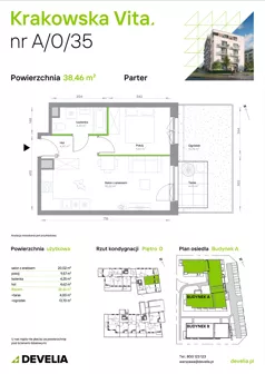 2 pokoje, mieszkanie 38,03 m², piętro 4, oferta nr A/4/52, Krakowska Vita II, Warszawa, Włochy, Raków, Aleja Krakowska 279