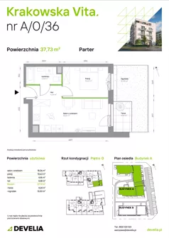 2 pokoje, mieszkanie 38,03 m², piętro 4, oferta nr A/4/52, Krakowska Vita II, Warszawa, Włochy, Raków, Aleja Krakowska 279