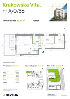 3 pokoje, mieszkanie 55,72 m², parter, oferta nr A/0/56, Krakowska Vita II, Warszawa, Włochy, Raków, Aleja Krakowska 279