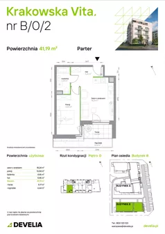2 pokoje, mieszkanie 41,19 m², parter, oferta nr B/0/02, Krakowska Vita II, Warszawa, Włochy, Raków, Aleja Krakowska 279