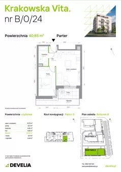 2 pokoje, mieszkanie 40,85 m², parter, oferta nr B/0/24, Krakowska Vita II, Warszawa, Włochy, Raków, Aleja Krakowska 279