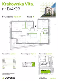 4 pokoje, mieszkanie 93,73 m², piętro 4, oferta nr B/4/39, Krakowska Vita II, Warszawa, Włochy, Raków, Aleja Krakowska 279