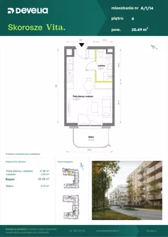 1 pokój, mieszkanie 25,49 m², piętro 4, oferta nr A/1/14, Skorosze Vita, Warszawa, Ursus, Skorosze, ul. Świętej Rodziny
