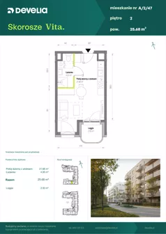1 pokój, mieszkanie 25,68 m², piętro 2, oferta nr A/2/47, Skorosze Vita, Warszawa, Ursus, Skorosze, ul. Świętej Rodziny