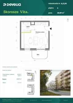 1 pokój, mieszkanie 28,89 m², piętro 3, oferta nr A/2/51, Skorosze Vita, Warszawa, Ursus, Skorosze, ul. Świętej Rodziny