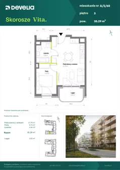 2 pokoje, mieszkanie 35,29 m², piętro 3, oferta nr A/2/60, Skorosze Vita, Warszawa, Ursus, Skorosze, ul. Świętej Rodziny