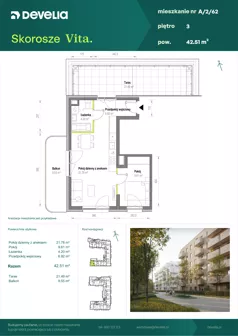 2 pokoje, mieszkanie 42,51 m², piętro 3, oferta nr A/2/62, Skorosze Vita, Warszawa, Ursus, Skorosze, ul. Świętej Rodziny