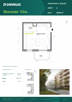 1 pokój, mieszkanie 28,89 m², piętro 4, oferta nr A/2/63, Skorosze Vita, Warszawa, Ursus, Skorosze, ul. Świętej Rodziny