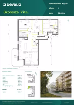 4 pokoje, mieszkanie 96,04 m², piętro 1, oferta nr B/1/86, Skorosze Vita, Warszawa, Ursus, Skorosze, ul. Świętej Rodziny