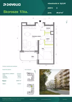 2 pokoje, mieszkanie 39,67 m², piętro 2, oferta nr B/1/97, Skorosze Vita, Warszawa, Ursus, Skorosze, ul. Świętej Rodziny