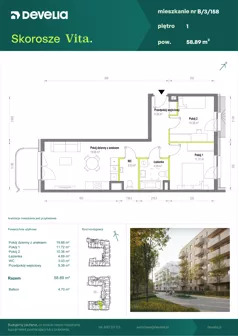 3 pokoje, mieszkanie 58,89 m², piętro 1, oferta nr B/3/158, Skorosze Vita, Warszawa, Ursus, Skorosze, ul. Świętej Rodziny