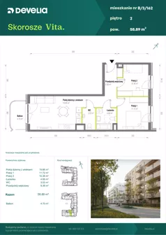 3 pokoje, mieszkanie 58,89 m², piętro 2, oferta nr B/3/162, Skorosze Vita, Warszawa, Ursus, Skorosze, ul. Świętej Rodziny