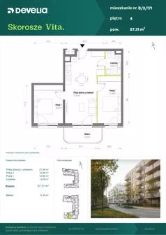 3 pokoje, mieszkanie 57,31 m², piętro 4, oferta nr B/3/171, Skorosze Vita, Warszawa, Ursus, Skorosze, ul. Świętej Rodziny