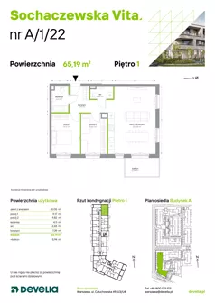 3 pokoje, mieszkanie 65,19 m², piętro 1, oferta nr A/1/22, Sochaczewska Vita I, Warszawa, Bemowo, Chrzanów, ul. Sochaczewska 12