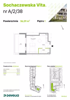1 pokój, mieszkanie 36,29 m², piętro 1, oferta nr A/2/38, Sochaczewska Vita I, Warszawa, Bemowo, Chrzanów, ul. Sochaczewska 12