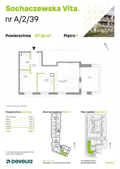 3 pokoje, mieszkanie 57,32 m², piętro 1, oferta nr A/2/39, Sochaczewska Vita I, Warszawa, Bemowo, Chrzanów, ul. Sochaczewska 12