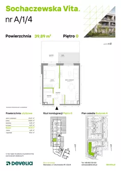 2 pokoje, mieszkanie 39,89 m², parter, oferta nr A/1/4, Sochaczewska Vita I, Warszawa, Bemowo, Chrzanów, ul. Sochaczewska 12