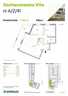 3 pokoje, mieszkanie 71,86 m², piętro 1, oferta nr A/2/41, Sochaczewska Vita I, Warszawa, Bemowo, Chrzanów, ul. Sochaczewska 12