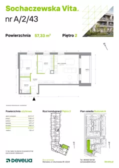 3 pokoje, mieszkanie 57,33 m², piętro 2, oferta nr A/2/43, Sochaczewska Vita I, Warszawa, Bemowo, Chrzanów, ul. Sochaczewska 12