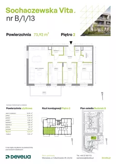 4 pokoje, mieszkanie 73,92 m², piętro 2, oferta nr B/1/13, Sochaczewska Vita I, Warszawa, Bemowo, Chrzanów, ul. Sochaczewska 12
