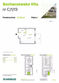 1 pokój, mieszkanie 27,72 m², piętro 1, oferta nr C/1/13, Sochaczewska Vita I, Warszawa, Bemowo, Chrzanów, ul. Sochaczewska 12