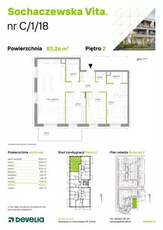 4 pokoje, mieszkanie 83,26 m², piętro 2, oferta nr C/1/18, Sochaczewska Vita I, Warszawa, Bemowo, Chrzanów, ul. Sochaczewska 12
