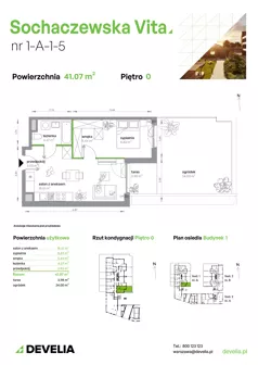 2 pokoje, mieszkanie 41,14 m², piętro 1, oferta nr 1-A-2-5, Sochaczewska Vita IV, Warszawa, Bemowo, Chrzanów, ul. Sochaczewska 12