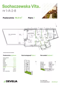 4 pokoje, mieszkanie 98,21 m², piętro 1, oferta nr 1-A-2-8, Sochaczewska Vita IV, Warszawa, Bemowo, Chrzanów, ul. Sochaczewska 12