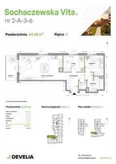 3 pokoje, mieszkanie 62,48 m², piętro 2, oferta nr 2-A-3-6, Sochaczewska Vita V, Warszawa, Bemowo, Chrzanów, ul. Sochaczewska 12