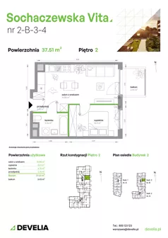2 pokoje, mieszkanie 37,51 m², piętro 2, oferta nr 2-B-3-4, Sochaczewska Vita V, Warszawa, Bemowo, Chrzanów, ul. Sochaczewska 12