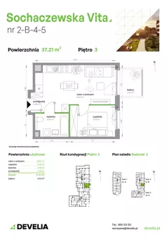 2 pokoje, mieszkanie 37,21 m², piętro 3, oferta nr 2-B-4-5, Sochaczewska Vita V, Warszawa, Bemowo, Chrzanów, ul. Sochaczewska 12