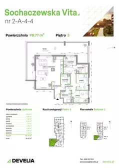 4 pokoje, mieszkanie 98,77 m², piętro 3, oferta nr 2-A-4-4, Sochaczewska Vita V, Warszawa, Bemowo, Chrzanów, ul. Sochaczewska 12