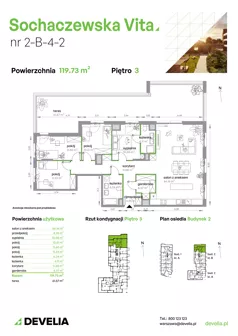 5 pokoi, mieszkanie 119,73 m², piętro 3, oferta nr 2-B-4-2, Sochaczewska Vita V, Warszawa, Bemowo, Chrzanów, ul. Sochaczewska 12